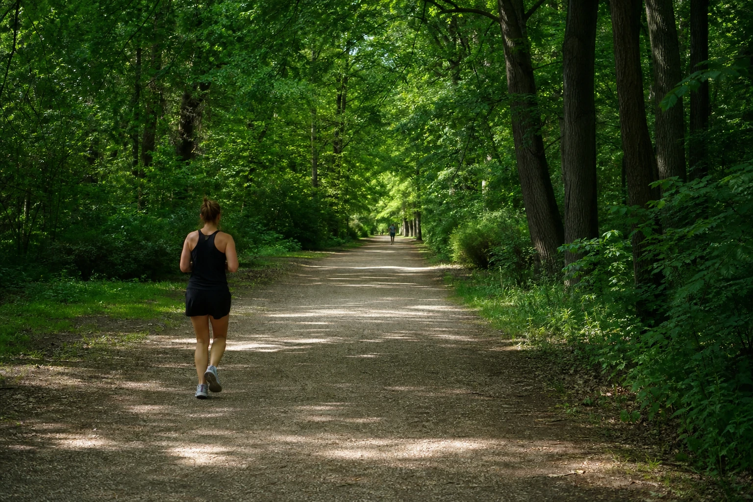 Grüner Laufweg im Volkspark Jungfernheide für längere Joggingrunden nahe Charlottenburg