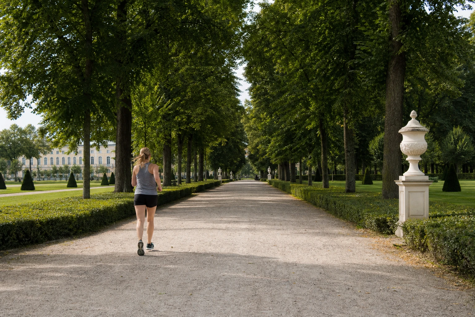 Offener Laufweg im Schlosspark Charlottenburg für ruhige mittlere Joggingrunden